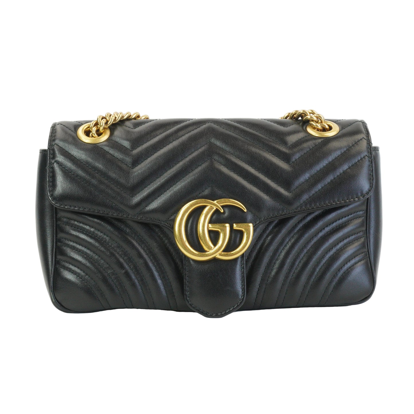 Gucci Marmont Matlasse Shoulder Bag Black GHW Medium