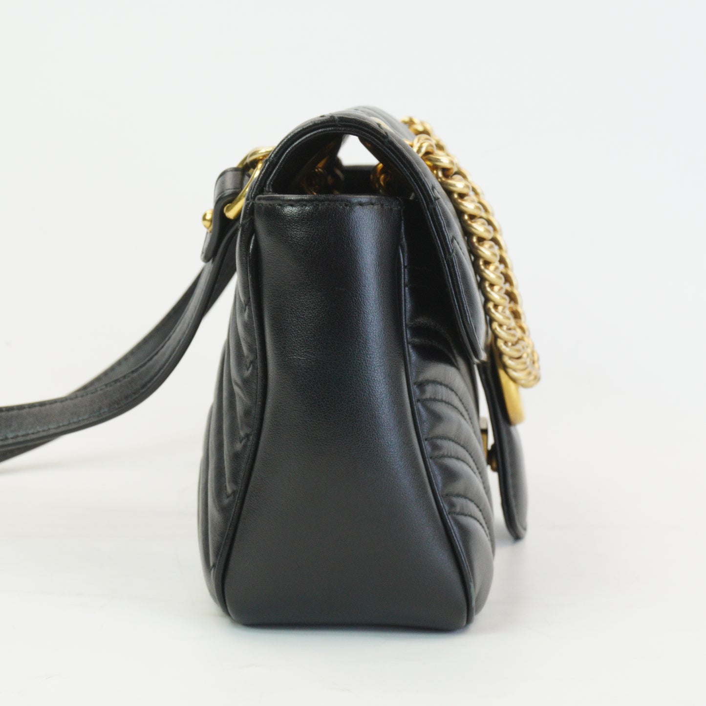 Gucci Marmont Matlasse Shoulder Bag Black GHW Medium
