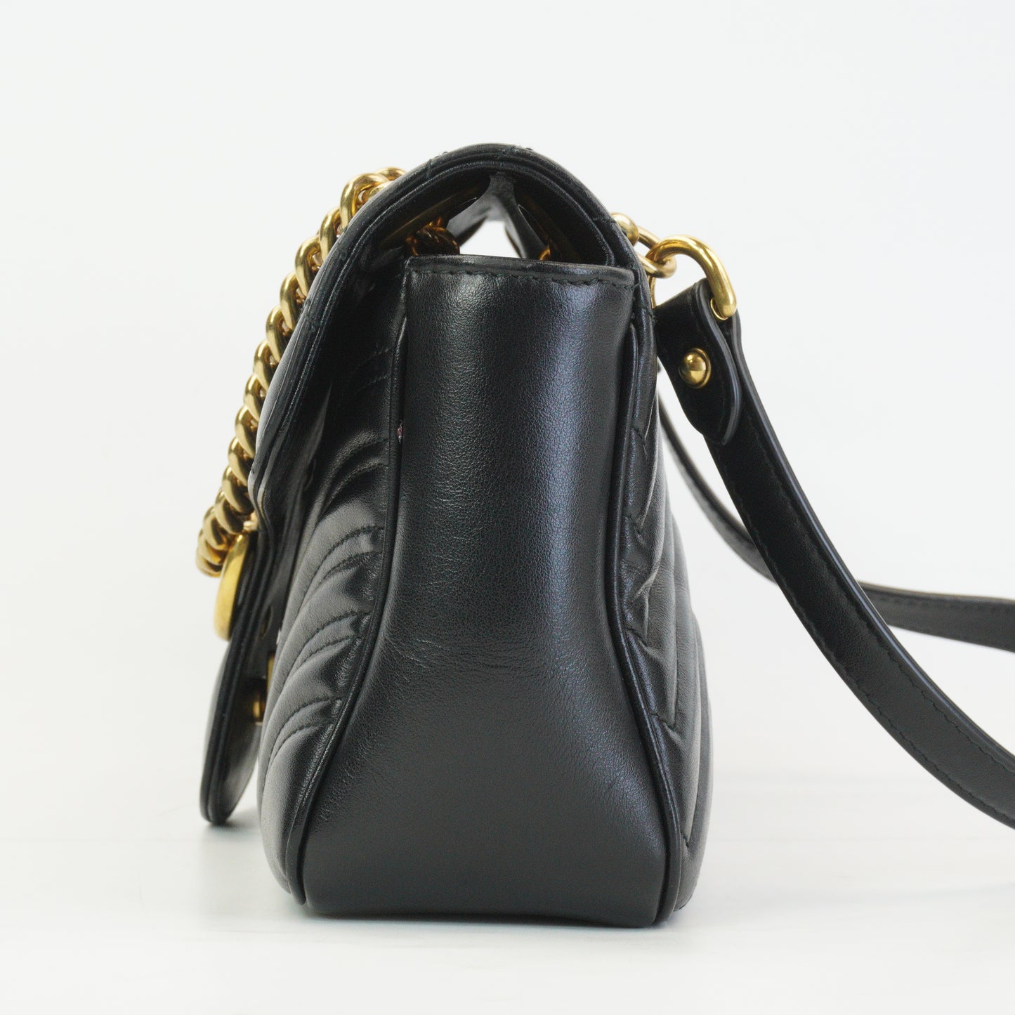Gucci Marmont Matlasse Shoulder Bag Black GHW Medium