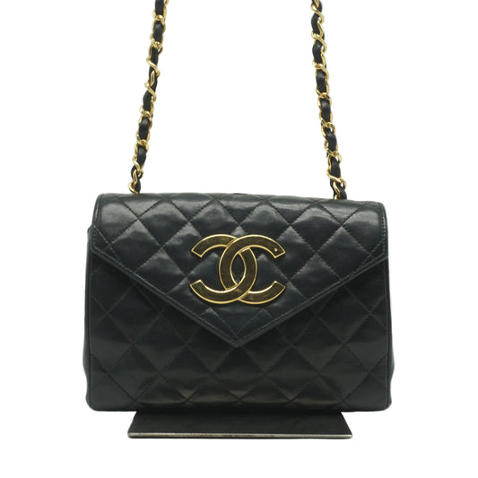 Chanel	Envelope Flap Shoulder Bag Black Small GHW