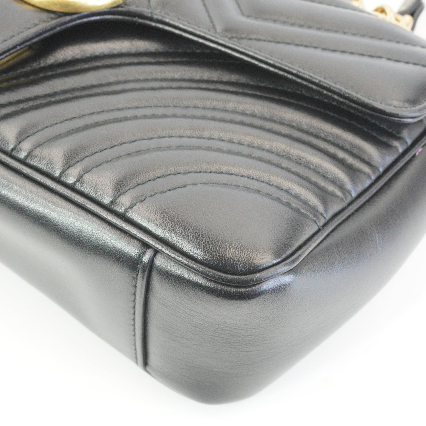 Gucci Marmont Matlasse Shoulder Bag Black GHW Medium