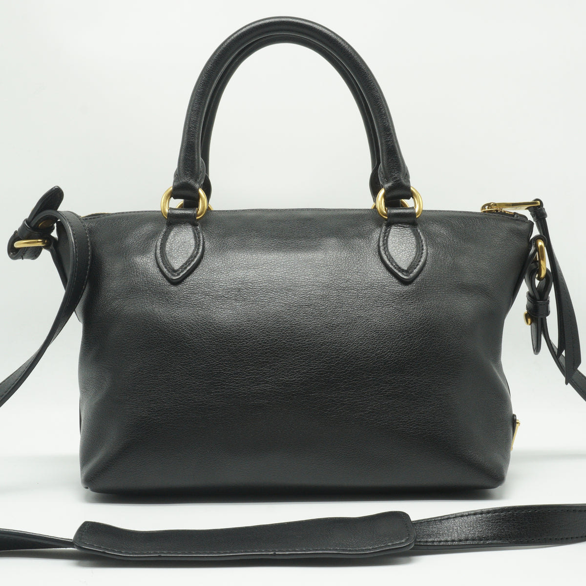 Prada Embossed Convertible Tote Bag Black Small GHW
