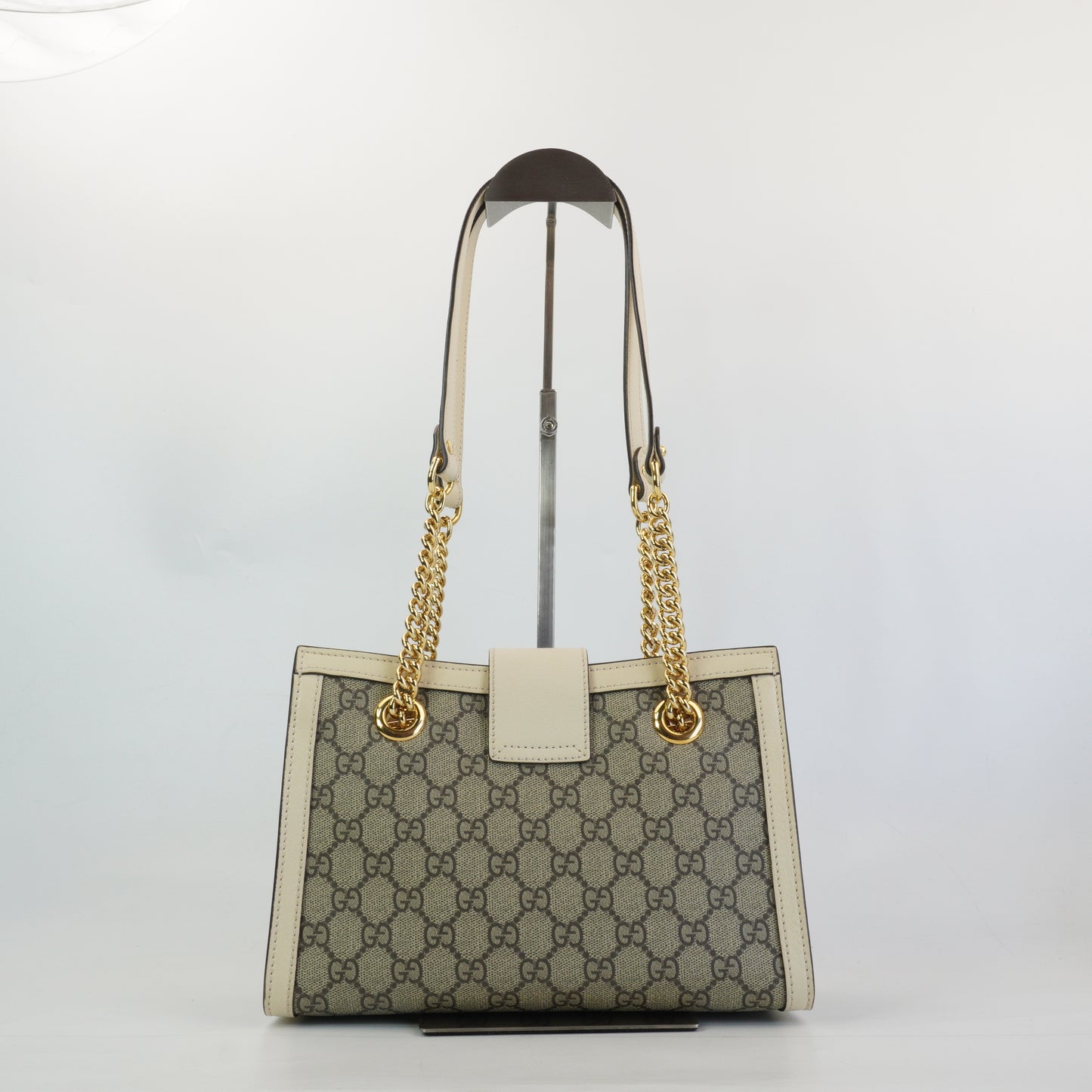 Gucci Padlock GG Supreme in Beige and Ebony Canvas with White GHW Medium