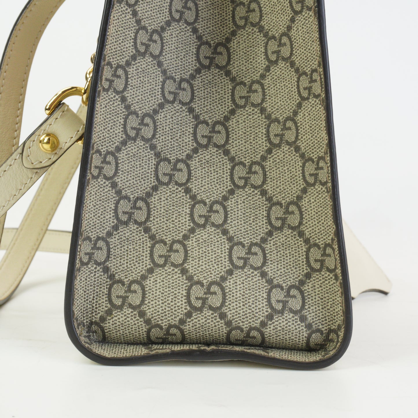 Gucci Padlock GG Supreme in Beige and Ebony Canvas with White GHW Medium