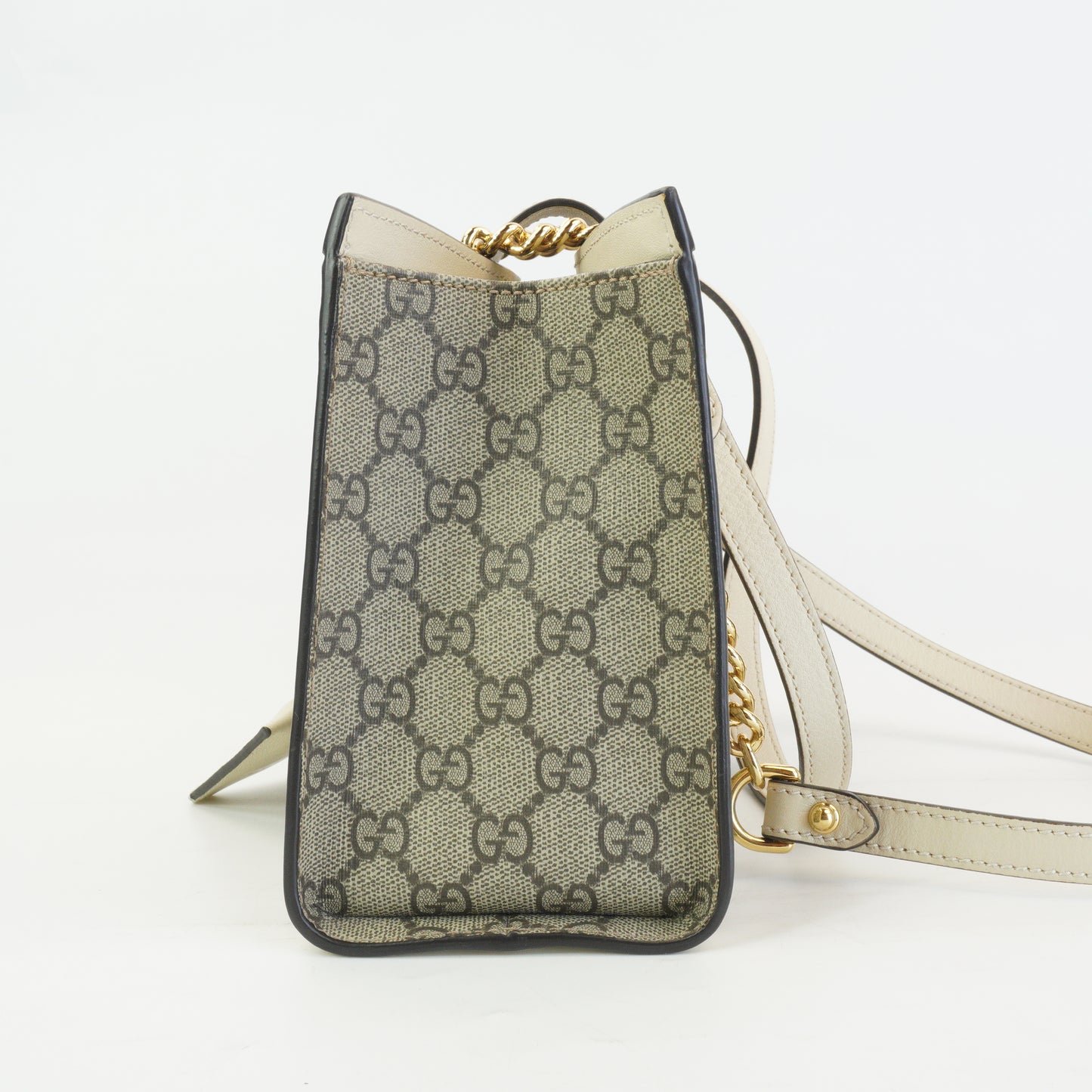 Gucci Padlock GG Supreme in Beige and Ebony Canvas with White GHW Medium