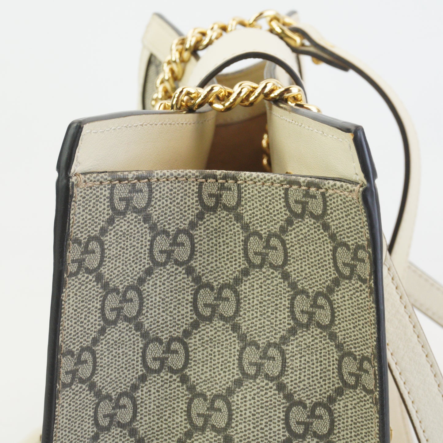 Gucci Padlock GG Supreme in Beige and Ebony Canvas with White GHW Medium