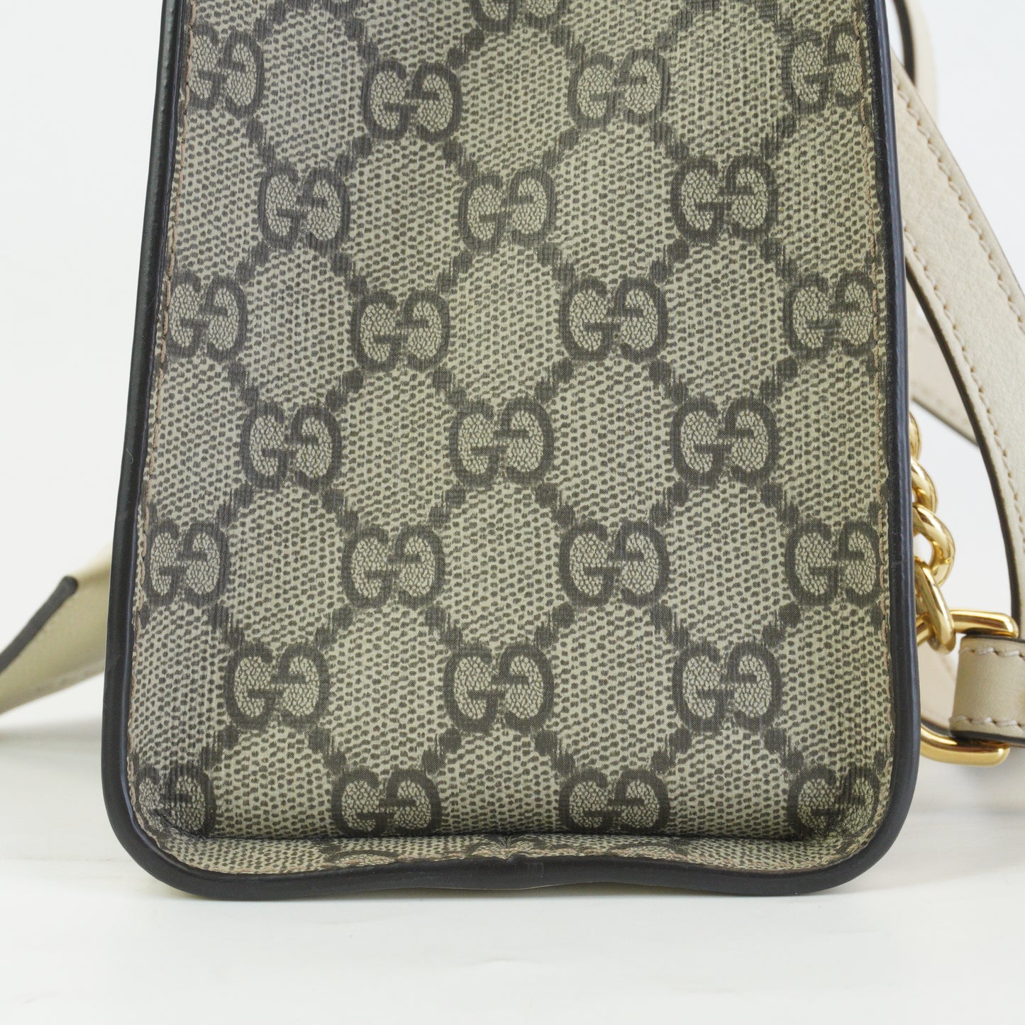 Gucci Padlock GG Supreme in Beige and Ebony Canvas with White GHW Medium