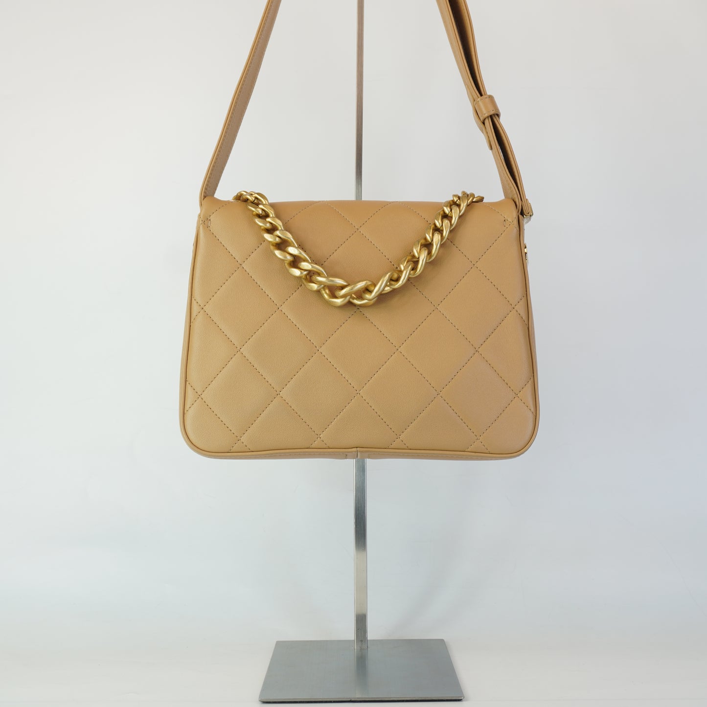 Chanel Quilted Lambskin Chain Flap Bag GHW  Small