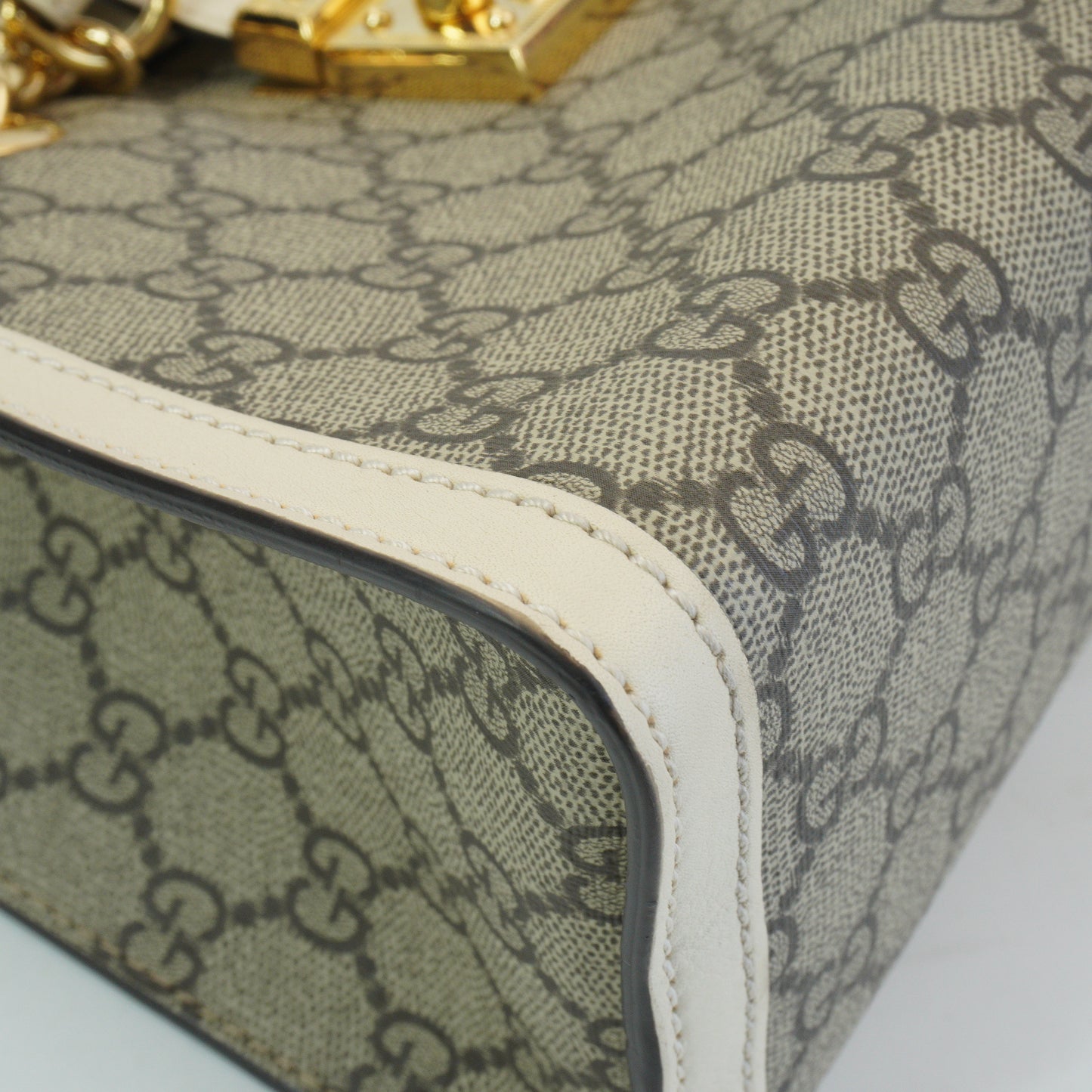 Gucci Padlock GG Supreme in Beige and Ebony Canvas with White GHW Medium