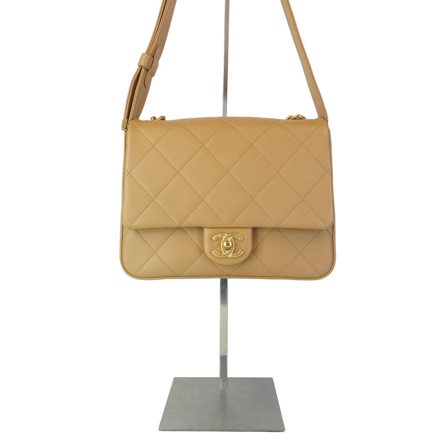 Chanel Quilted Lambskin Chain Flap Bag GHW  Small