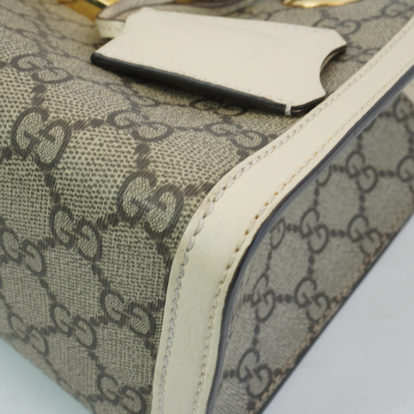 Gucci Padlock GG Supreme in Beige and Ebony Canvas with White GHW Medium