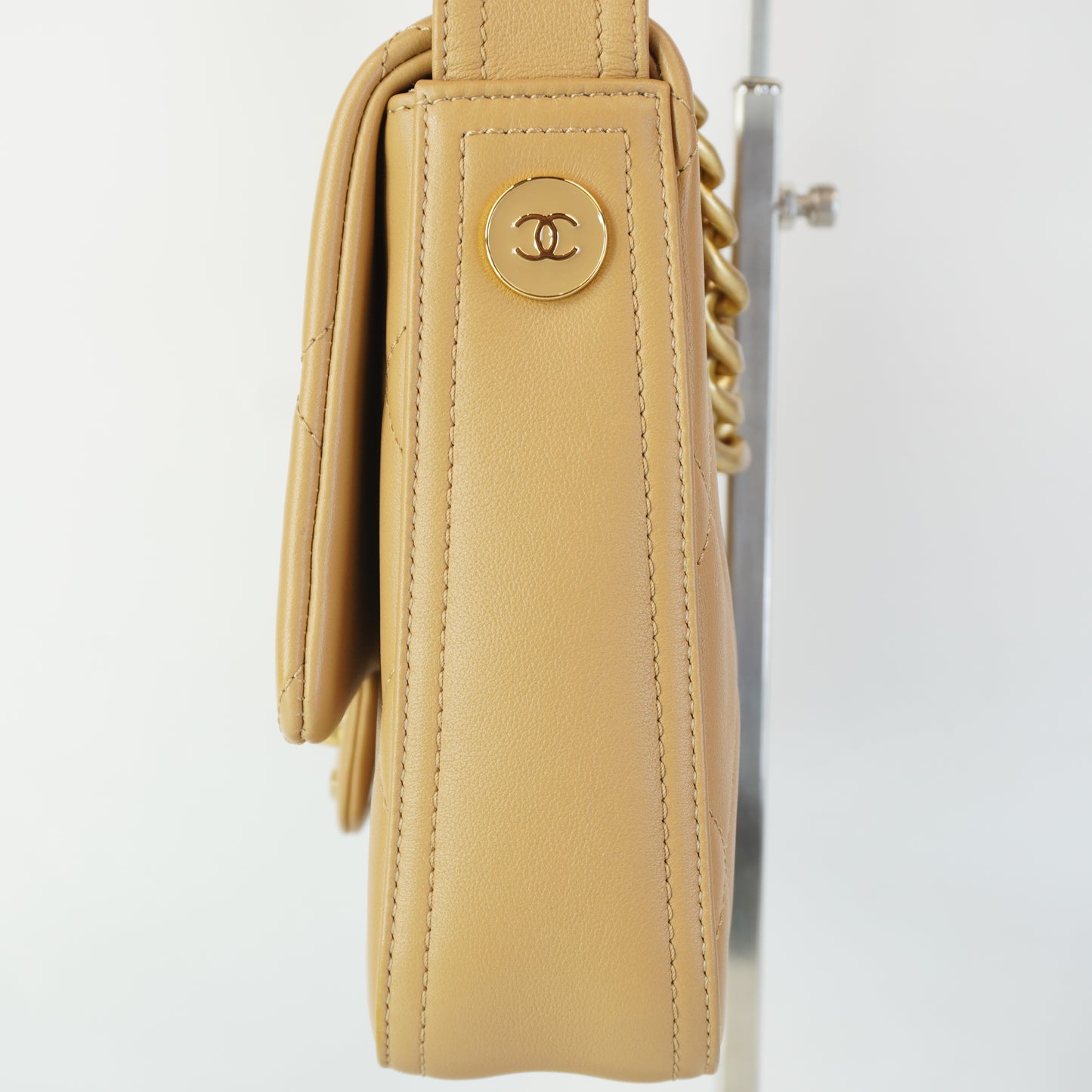 Chanel Quilted Lambskin Chain Flap Bag GHW  Small