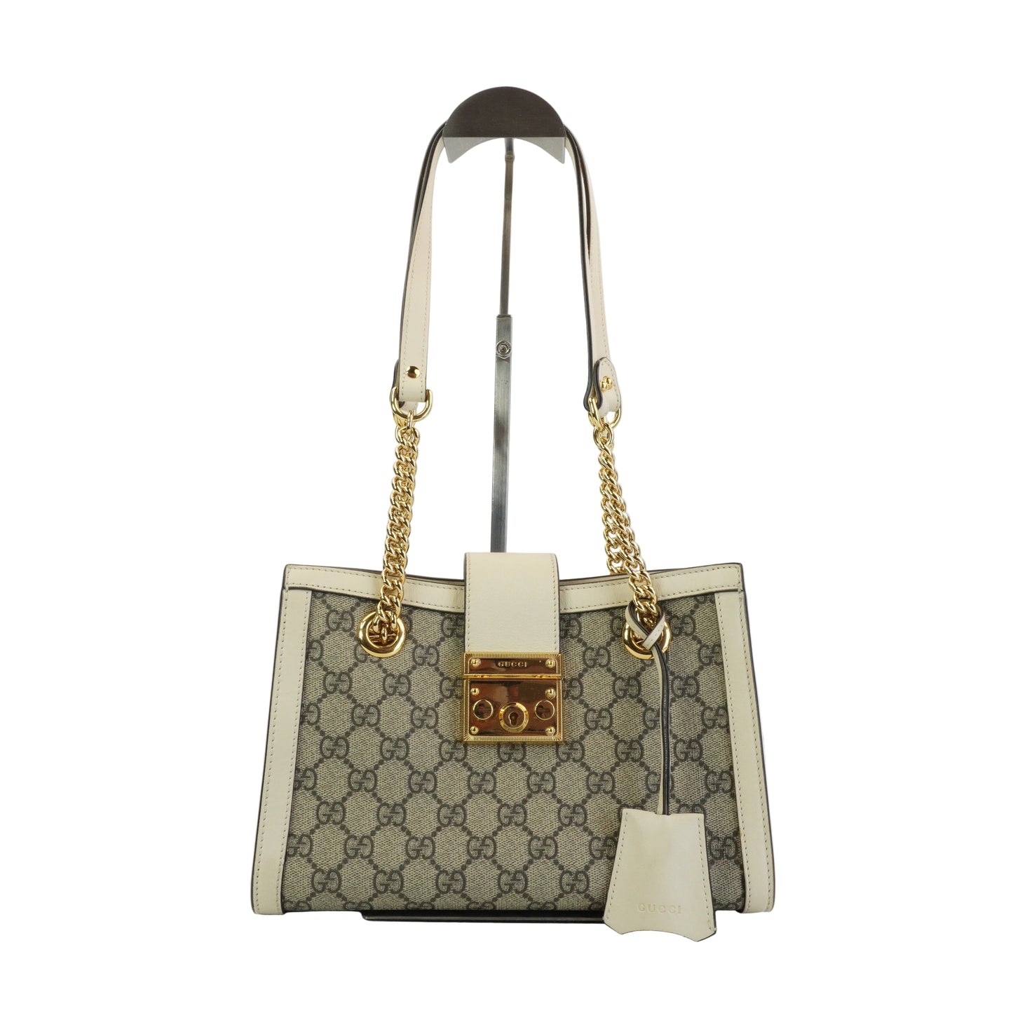Gucci Padlock GG Supreme in Beige and Ebony Canvas with White GHW Medium