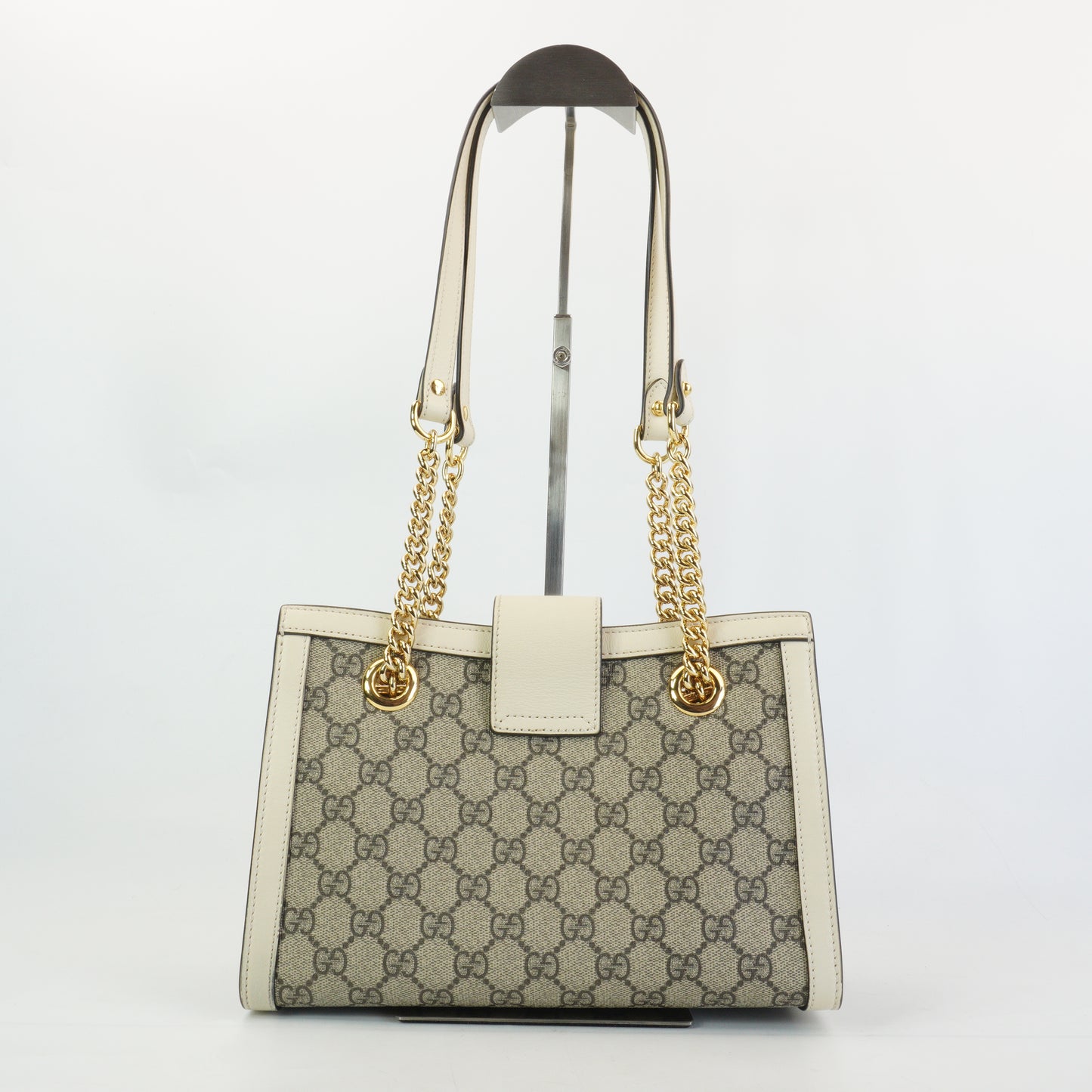 Gucci Padlock GG Supreme in Beige and Ebony Canvas with White GHW Medium