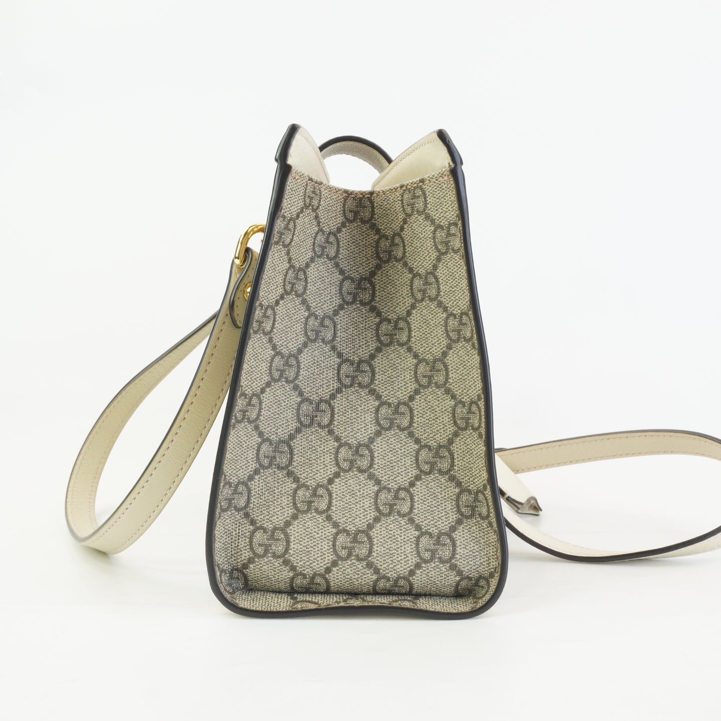 Gucci Padlock GG Supreme in Beige and Ebony Canvas with White GHW Medium