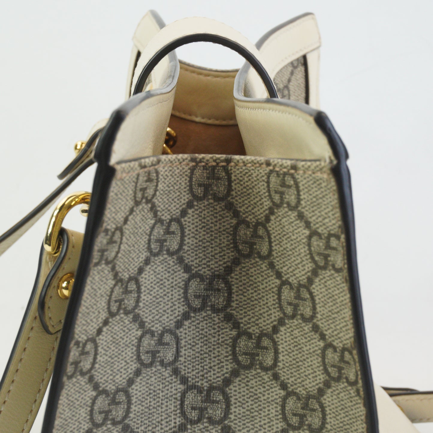 Gucci Padlock GG Supreme in Beige and Ebony Canvas with White GHW Medium