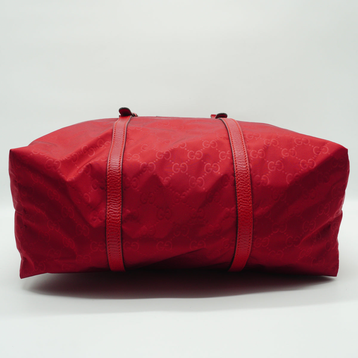 Gucci	GG Nylon 2-Way Satchel Large Red Tote SHW