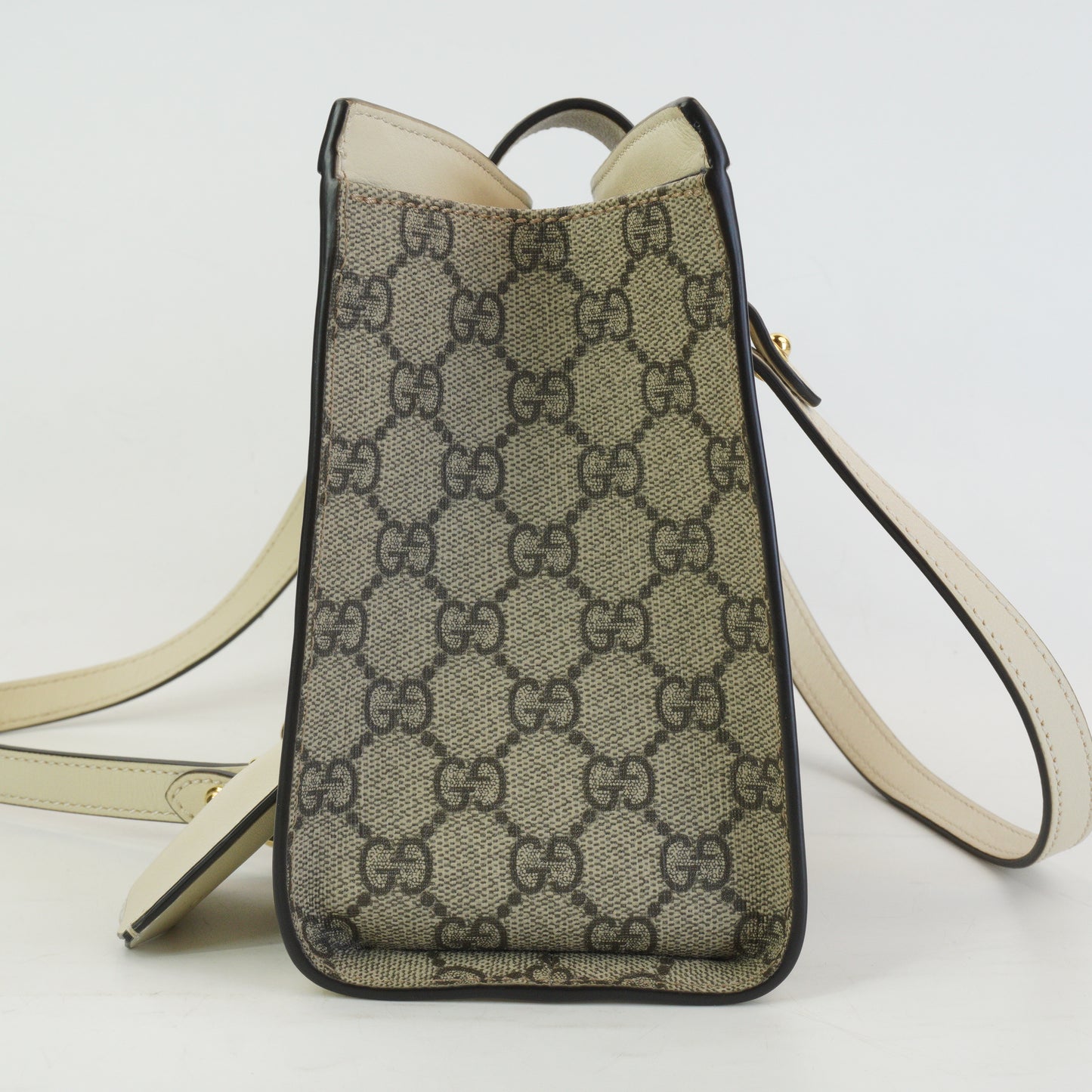 Gucci Padlock GG Supreme in Beige and Ebony Canvas with White GHW Medium