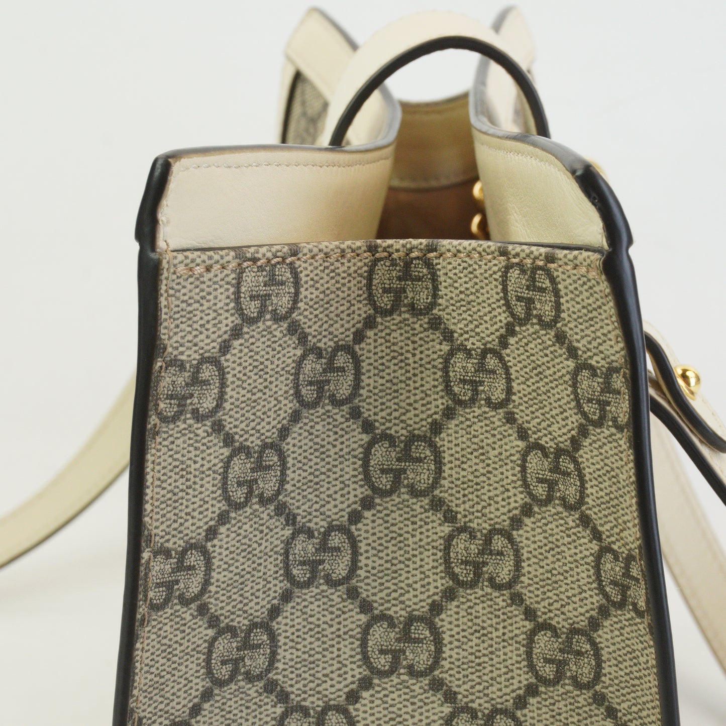 Gucci Padlock GG Supreme in Beige and Ebony Canvas with White GHW Medium