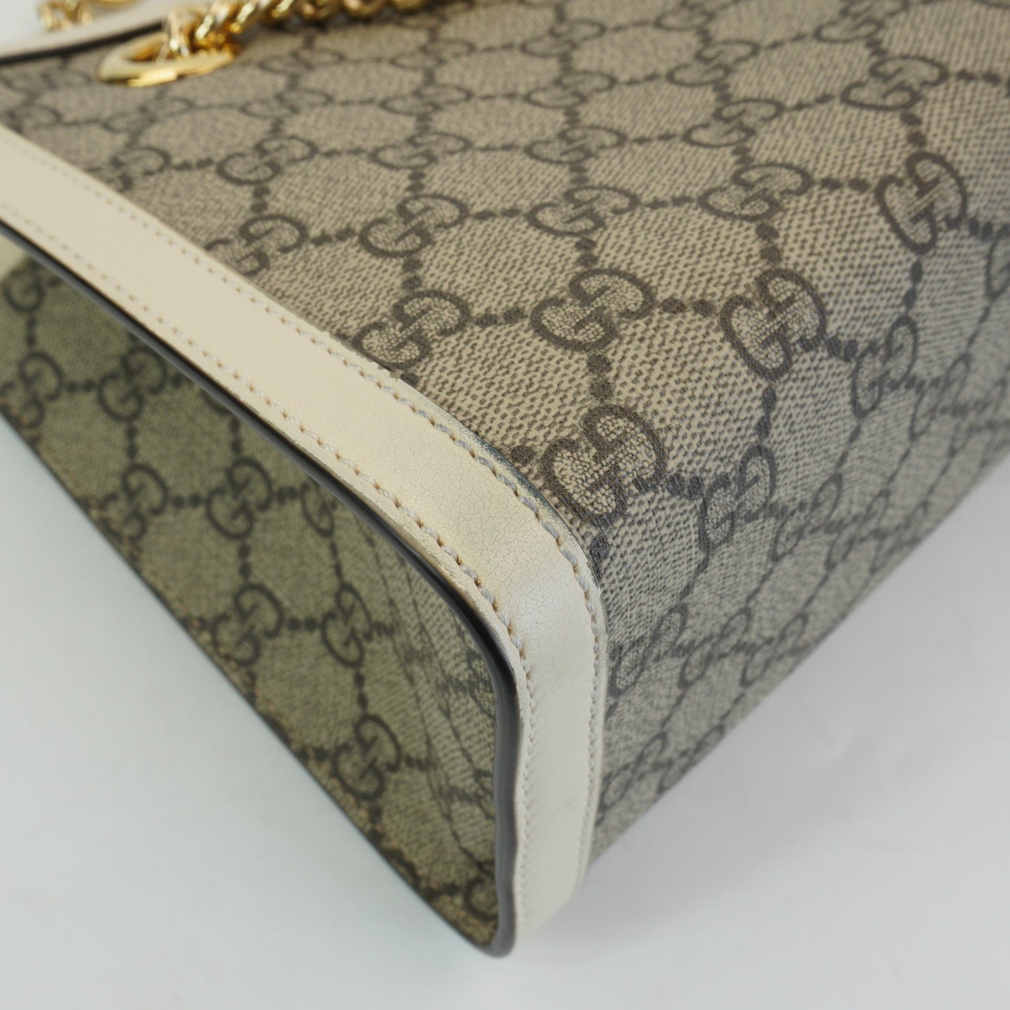 Gucci Padlock GG Supreme in Beige and Ebony Canvas with White GHW Medium