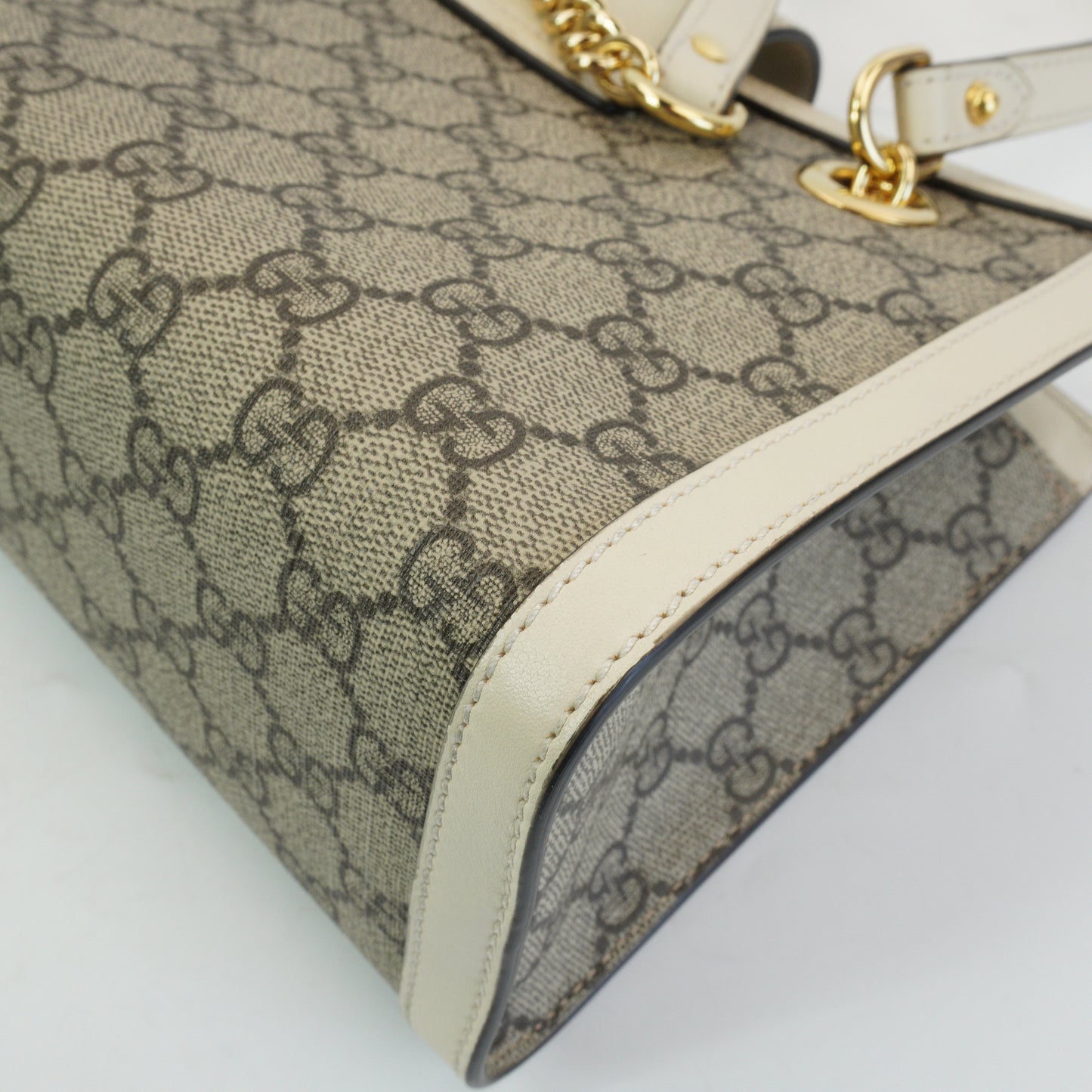 Gucci Padlock GG Supreme in Beige and Ebony Canvas with White GHW Medium