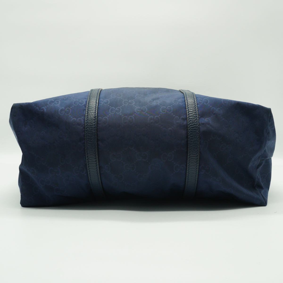 Gucci	GG Nylon 2-Way Satchel Large Blue Tote SHW