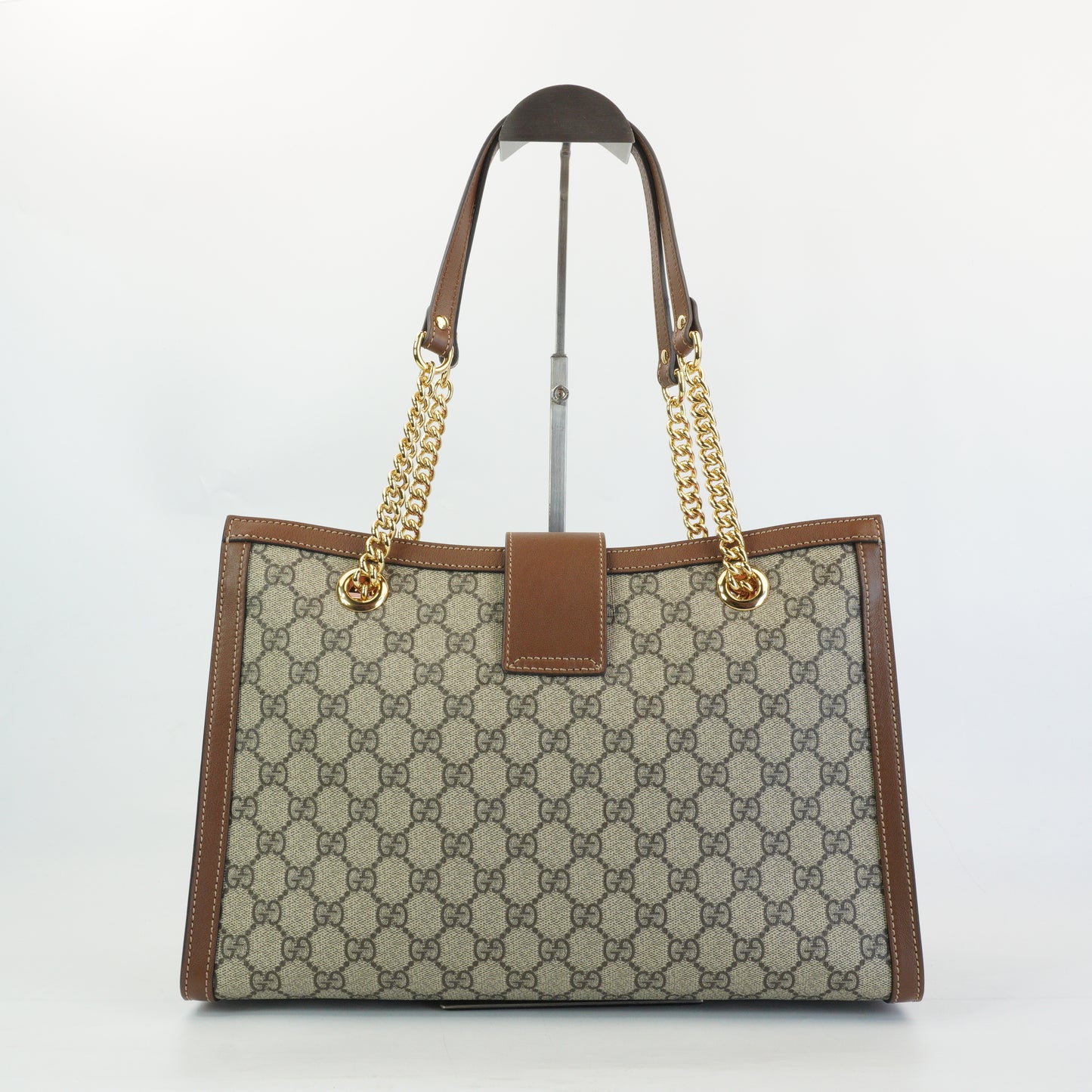 Gucci Padlock GG Supreme in Beige and Ebony Canvas with Brown GHW Large
