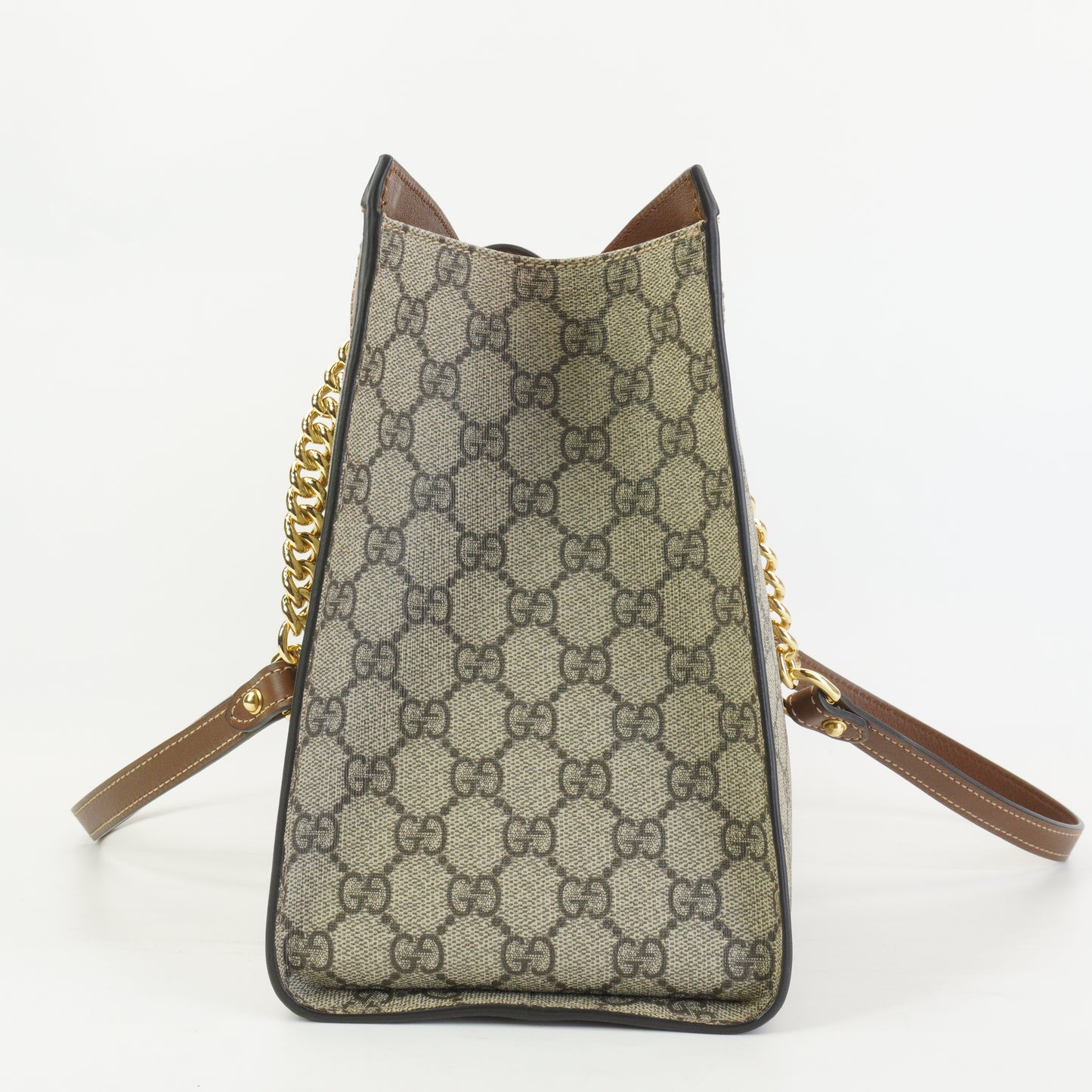 Gucci Padlock GG Supreme in Beige and Ebony Canvas with Brown GHW Large