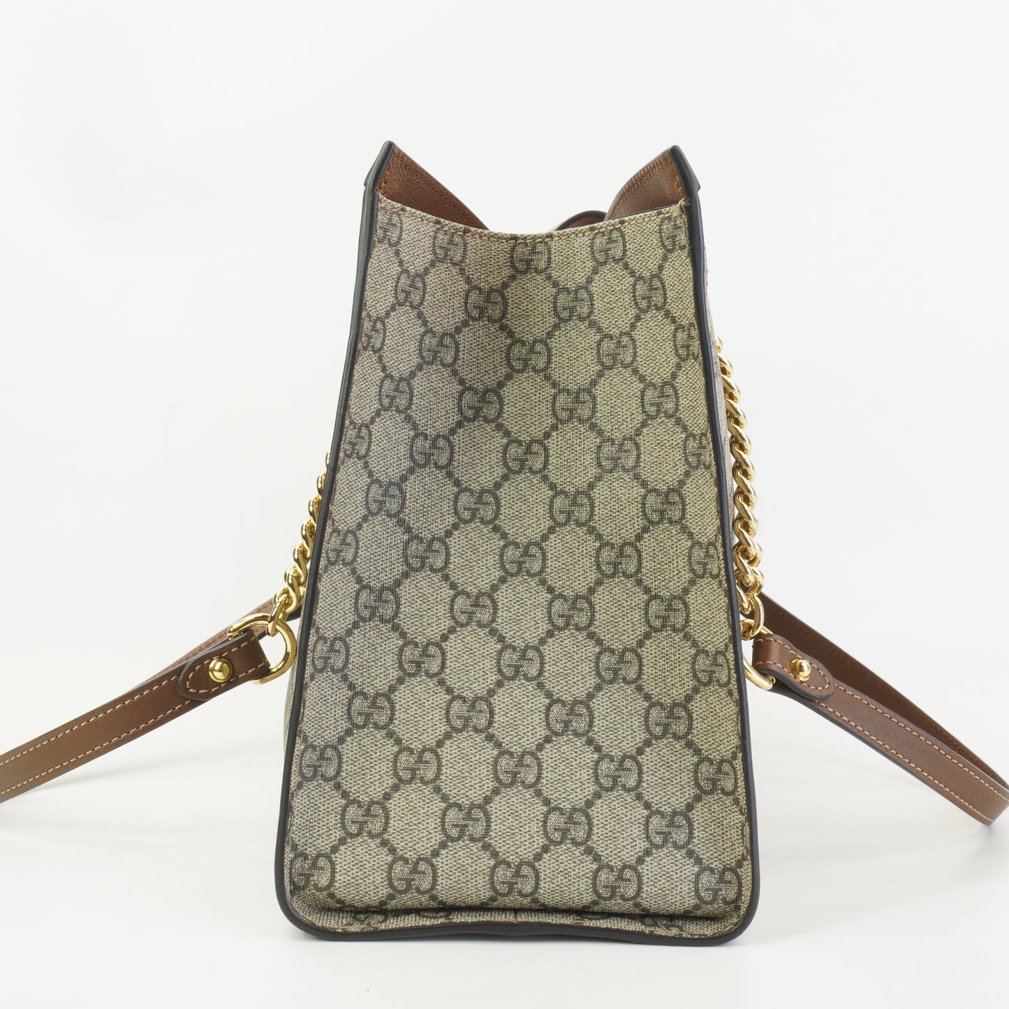 Gucci Padlock GG Supreme in Beige and Ebony Canvas with Brown GHW Large