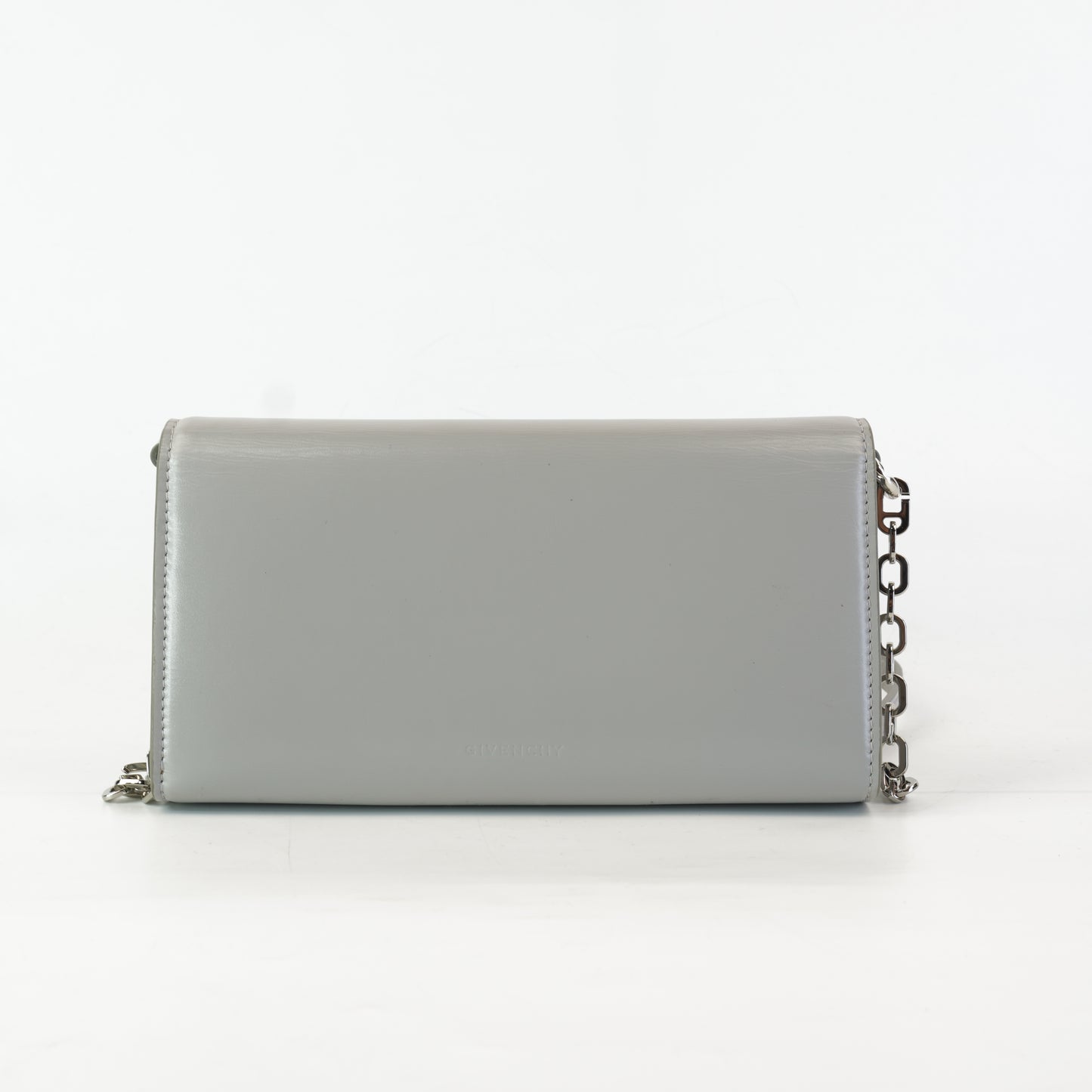 Givenchy Wallet-on-chain pale grey polished leather