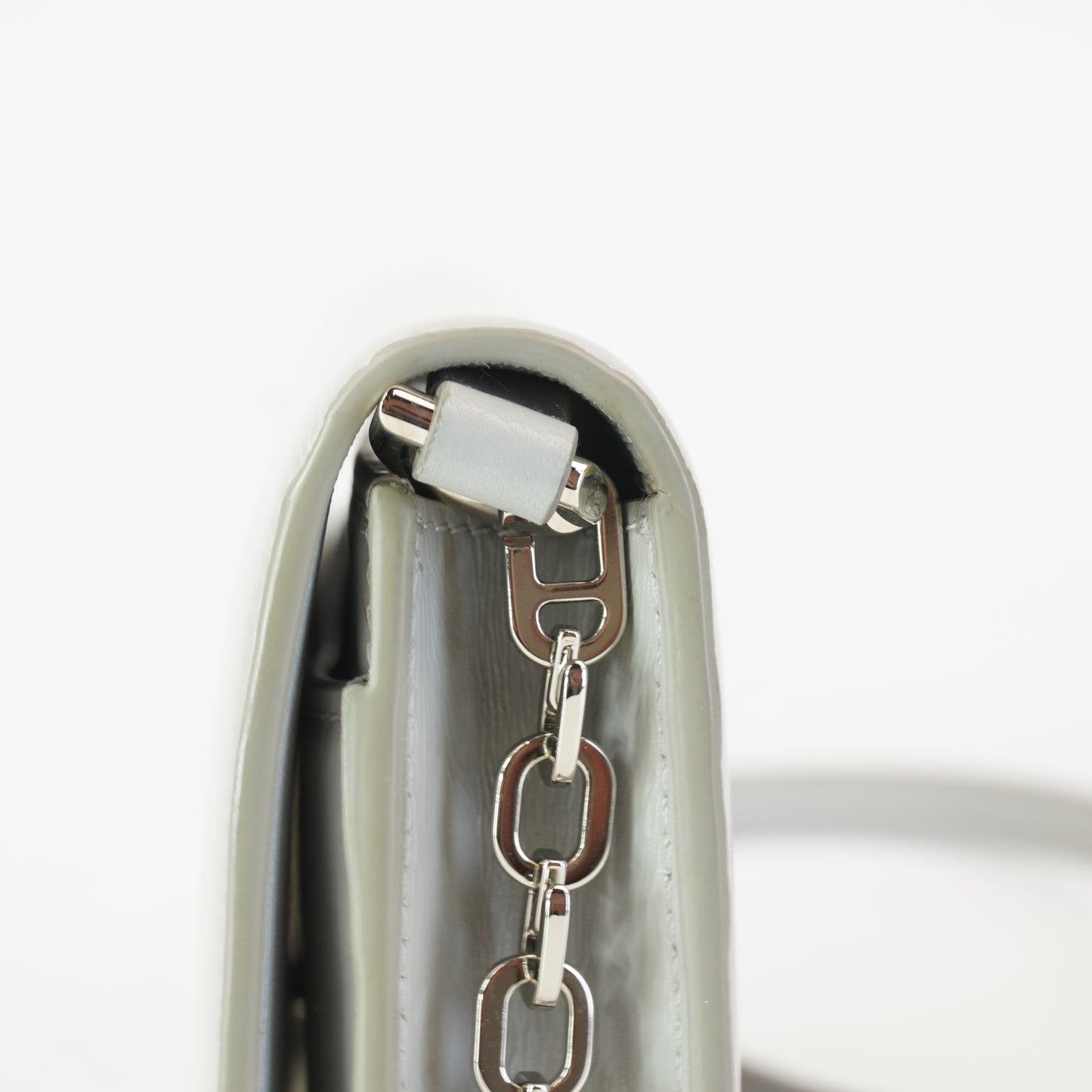 Givenchy Wallet-on-chain pale grey polished leather
