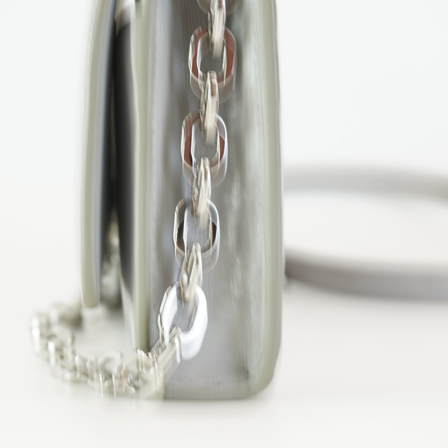 Givenchy Wallet-on-chain pale grey polished leather