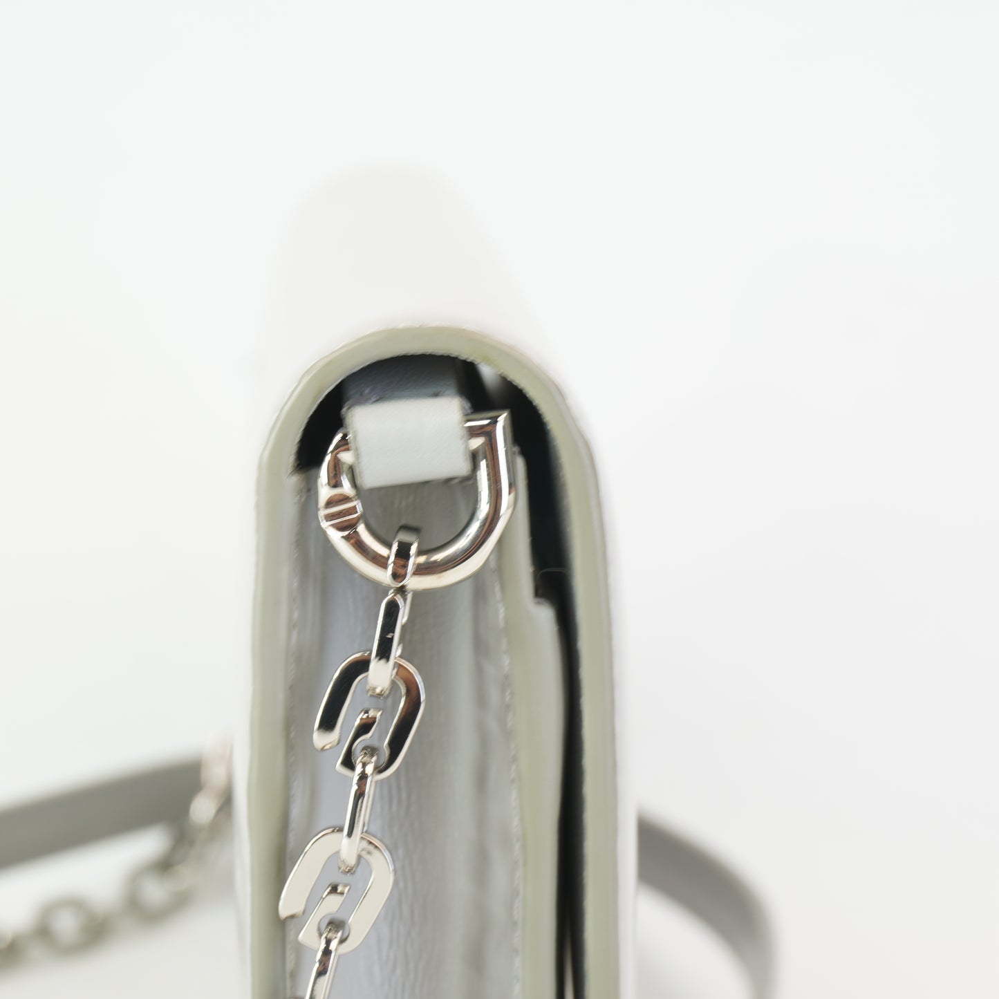 Givenchy Wallet-on-chain pale grey polished leather