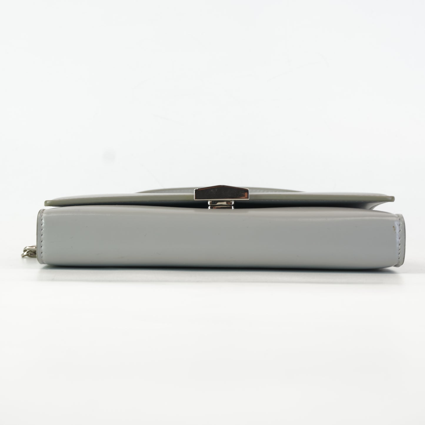 Givenchy Wallet-on-chain pale grey polished leather