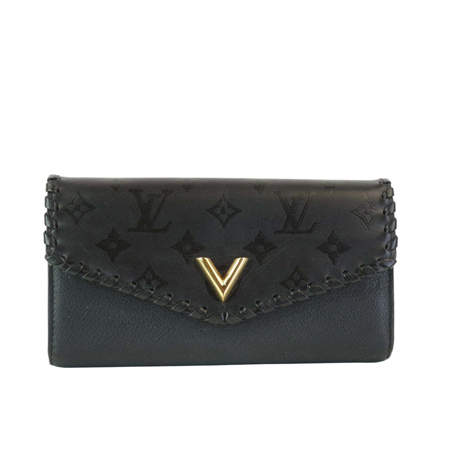 Louis Vuitton	Black Portefeuille Wallet braid trims