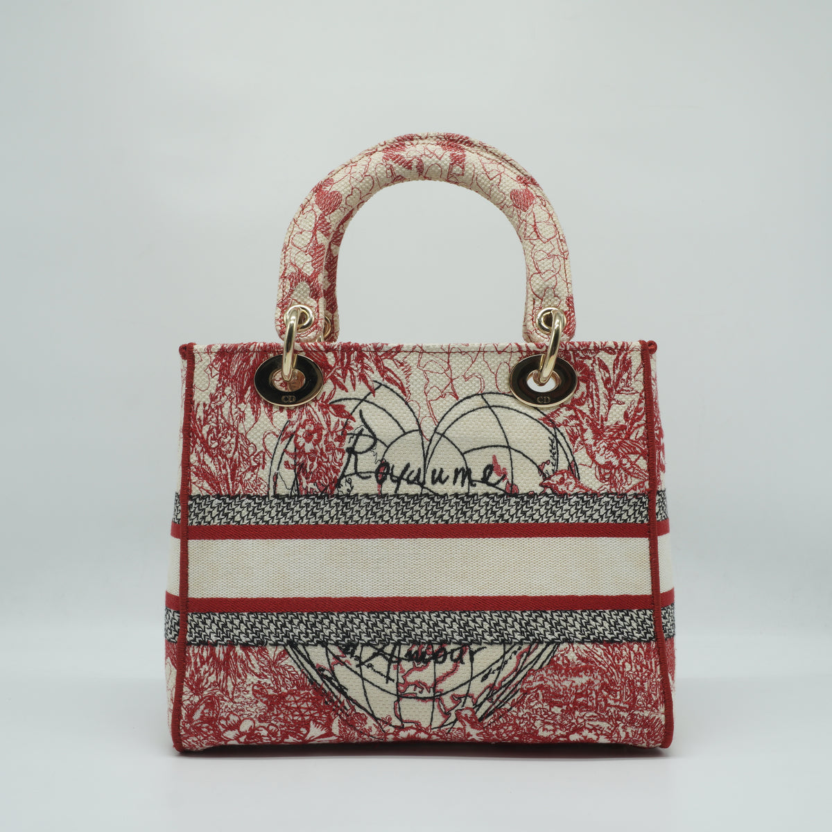 Dior Dioramour D-Royaume Lady D-Lite Red Multicolor Canvas Embroidered Medium GHW