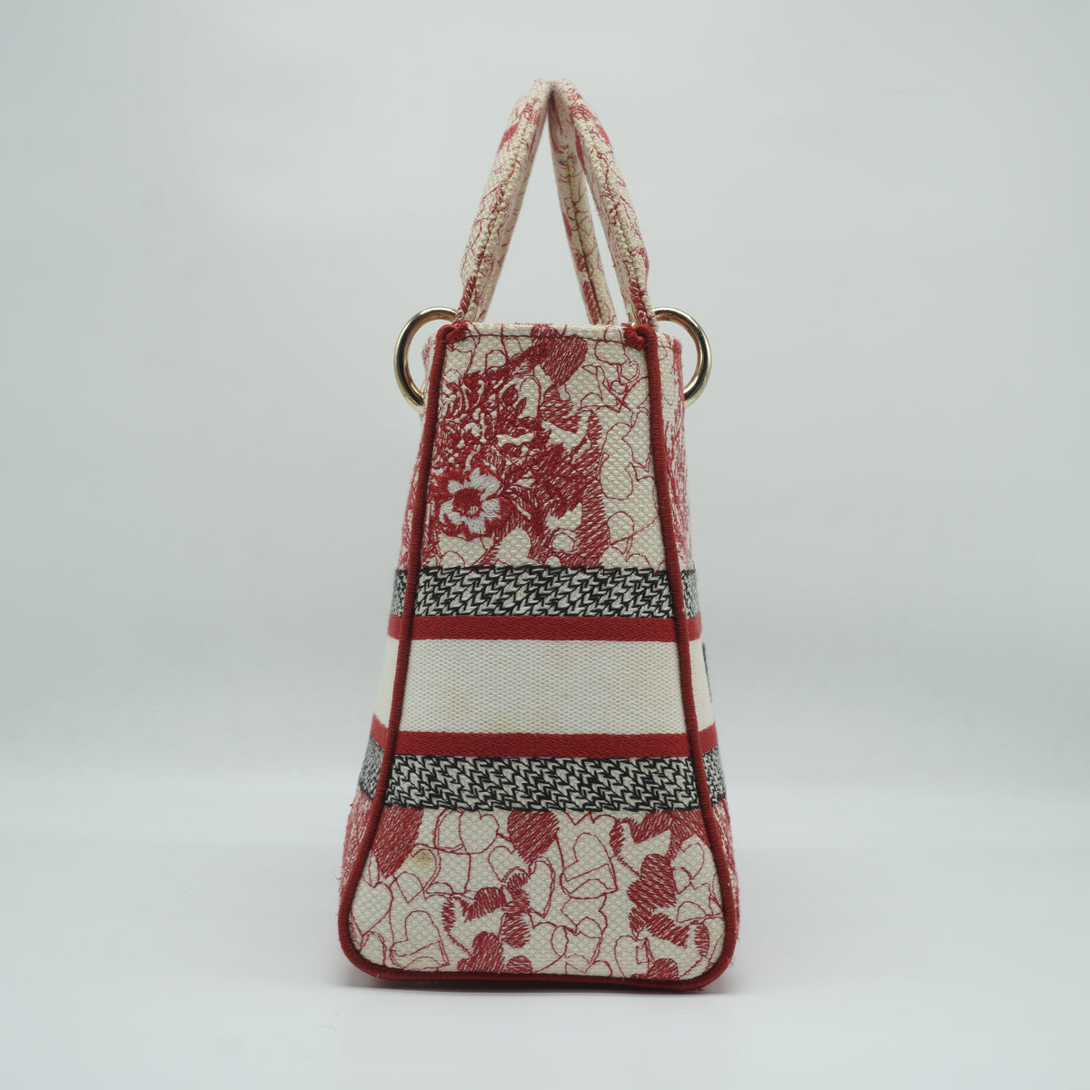Dior Dioramour D-Royaume Lady D-Lite Red Multicolor Canvas Embroidered Medium GHW