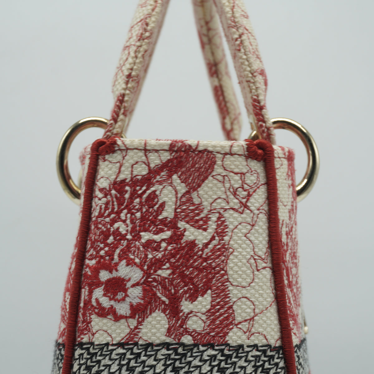 Dior Dioramour D-Royaume Lady D-Lite Red Multicolor Canvas Embroidered Medium GHW