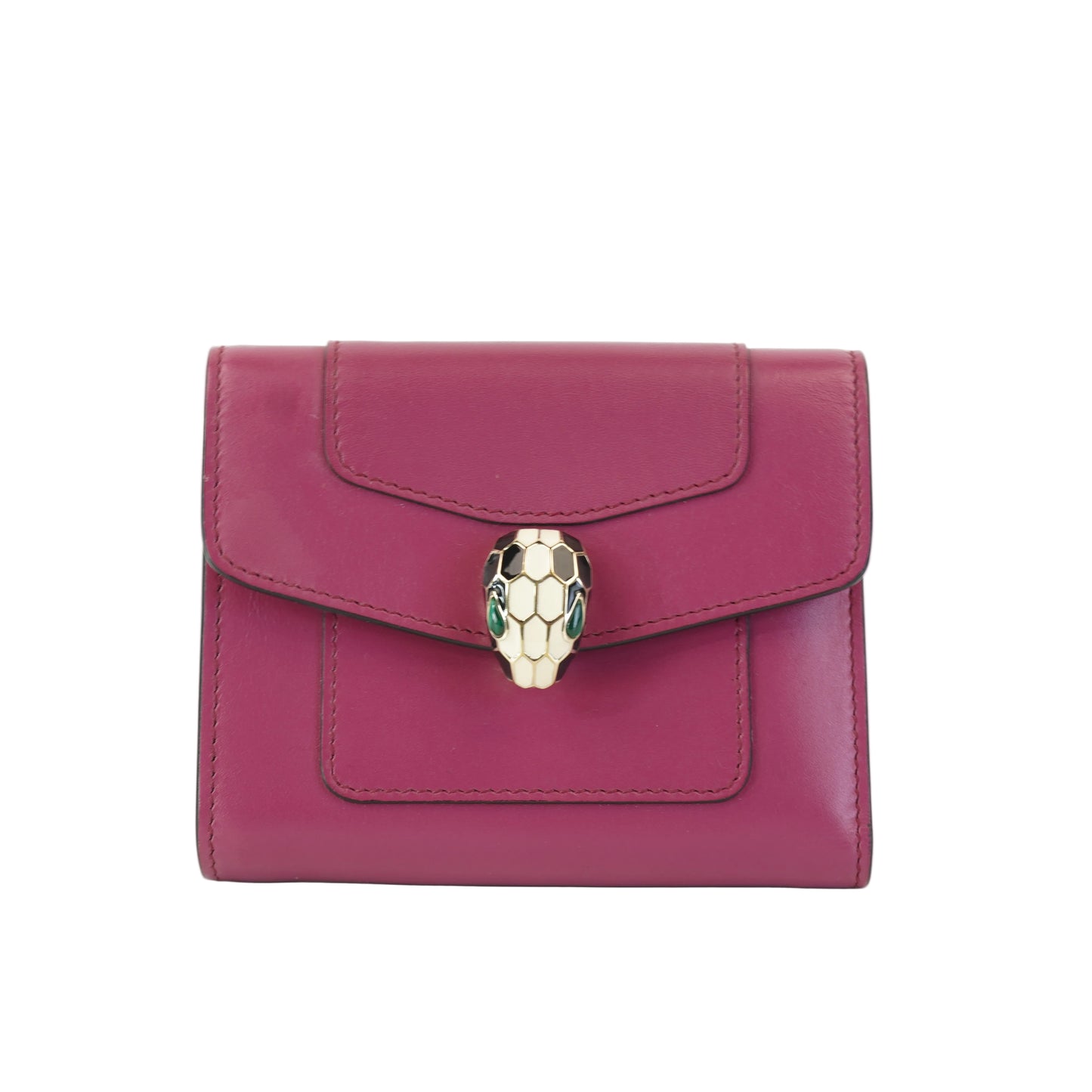 Bulgari Compact Wallet fuschia pink Serpenti
