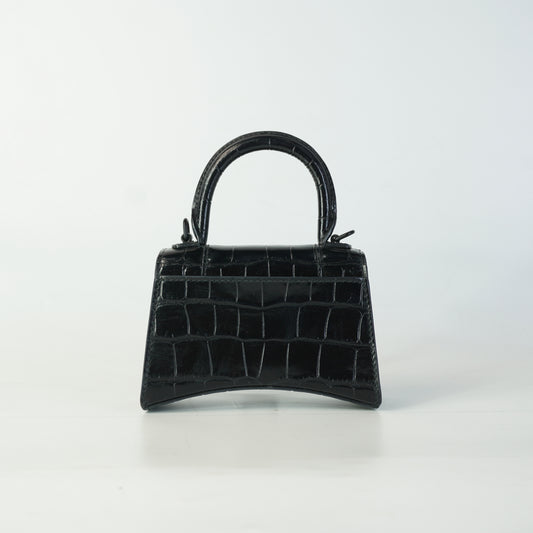 Balenciaga Hourglass Nano Croc-Embossed