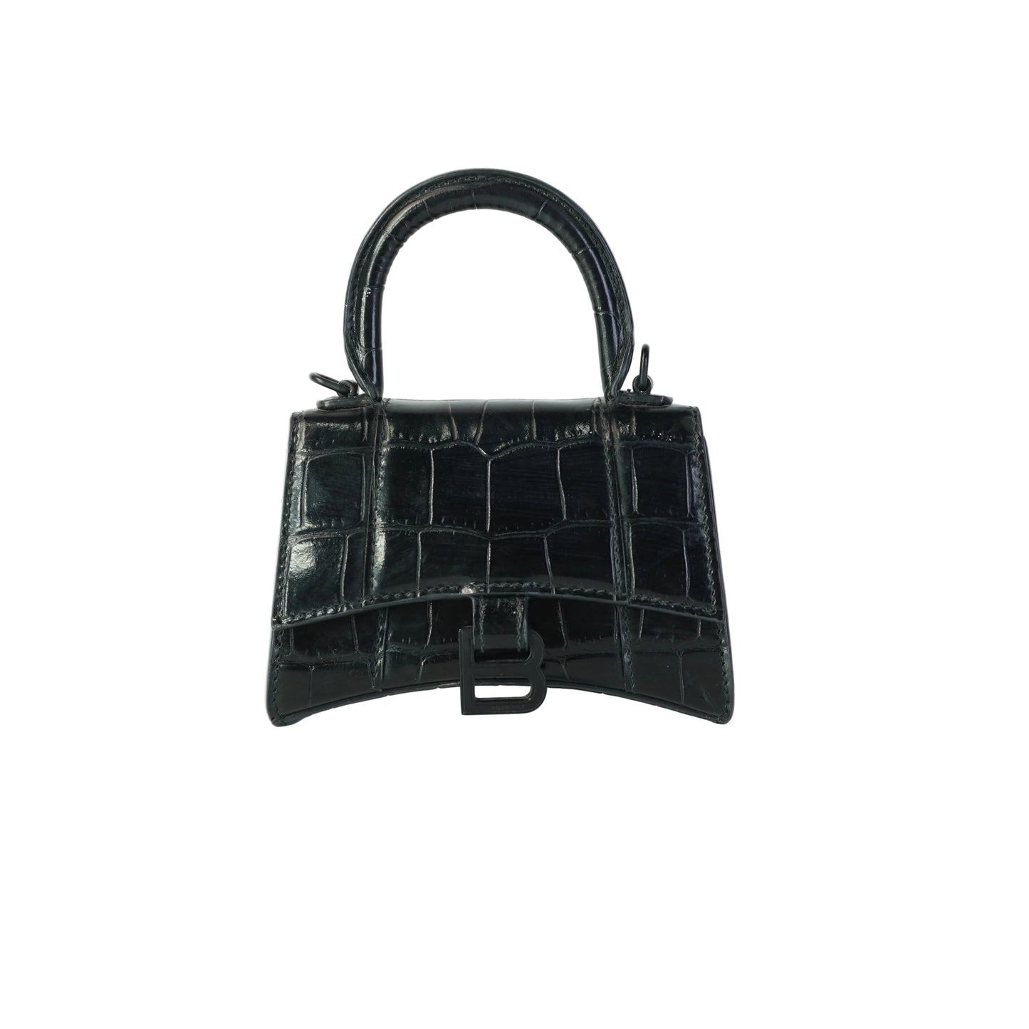 Balenciaga Hourglass Nano Croc-Embossed