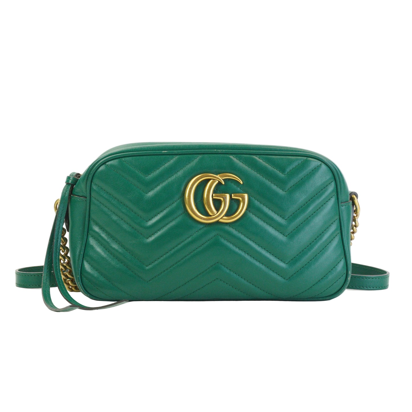 Gucci Marmont Matlasse Camera Bag Green Small GHW