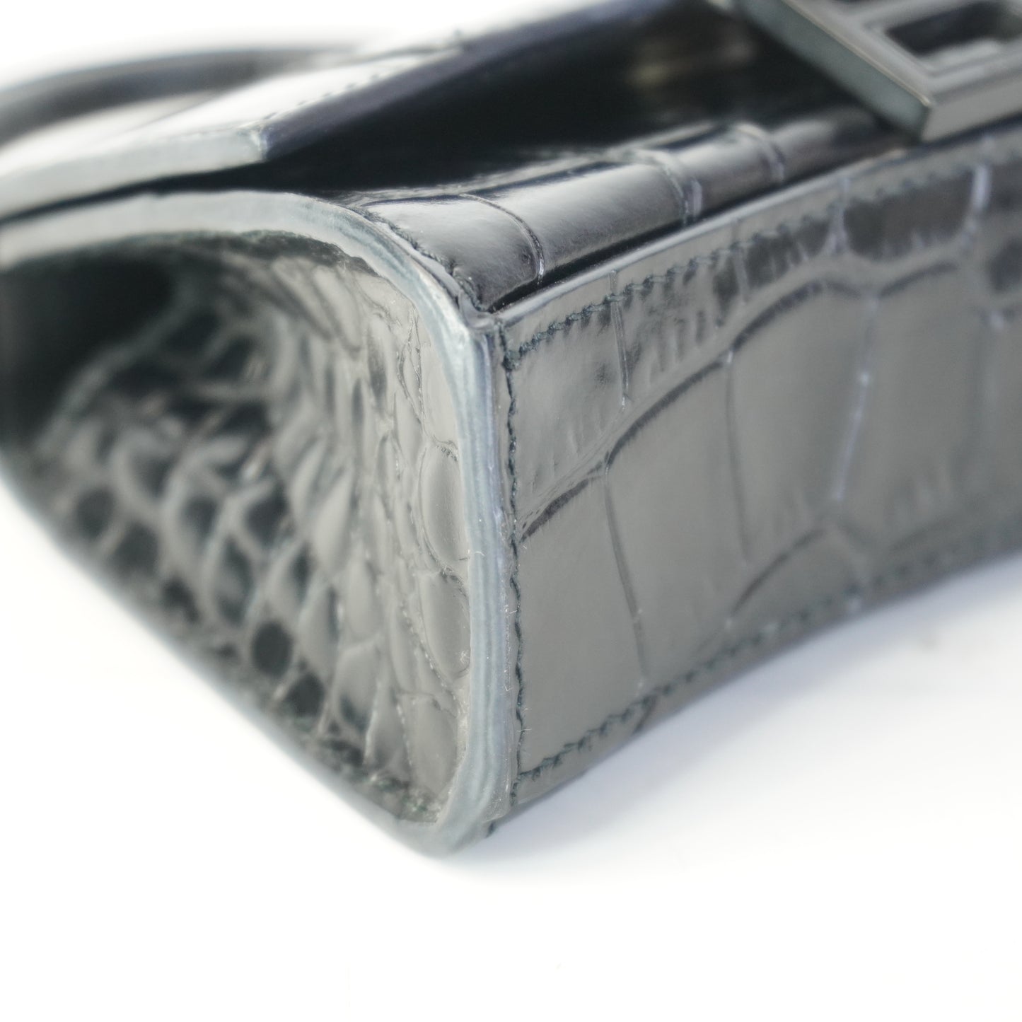 Balenciaga Hourglass Nano Croc-Embossed