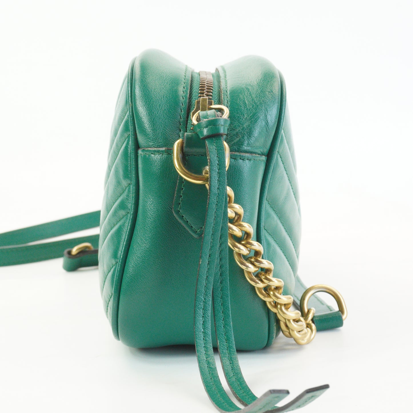 Gucci Marmont Matlasse Camera Bag Green Small GHW