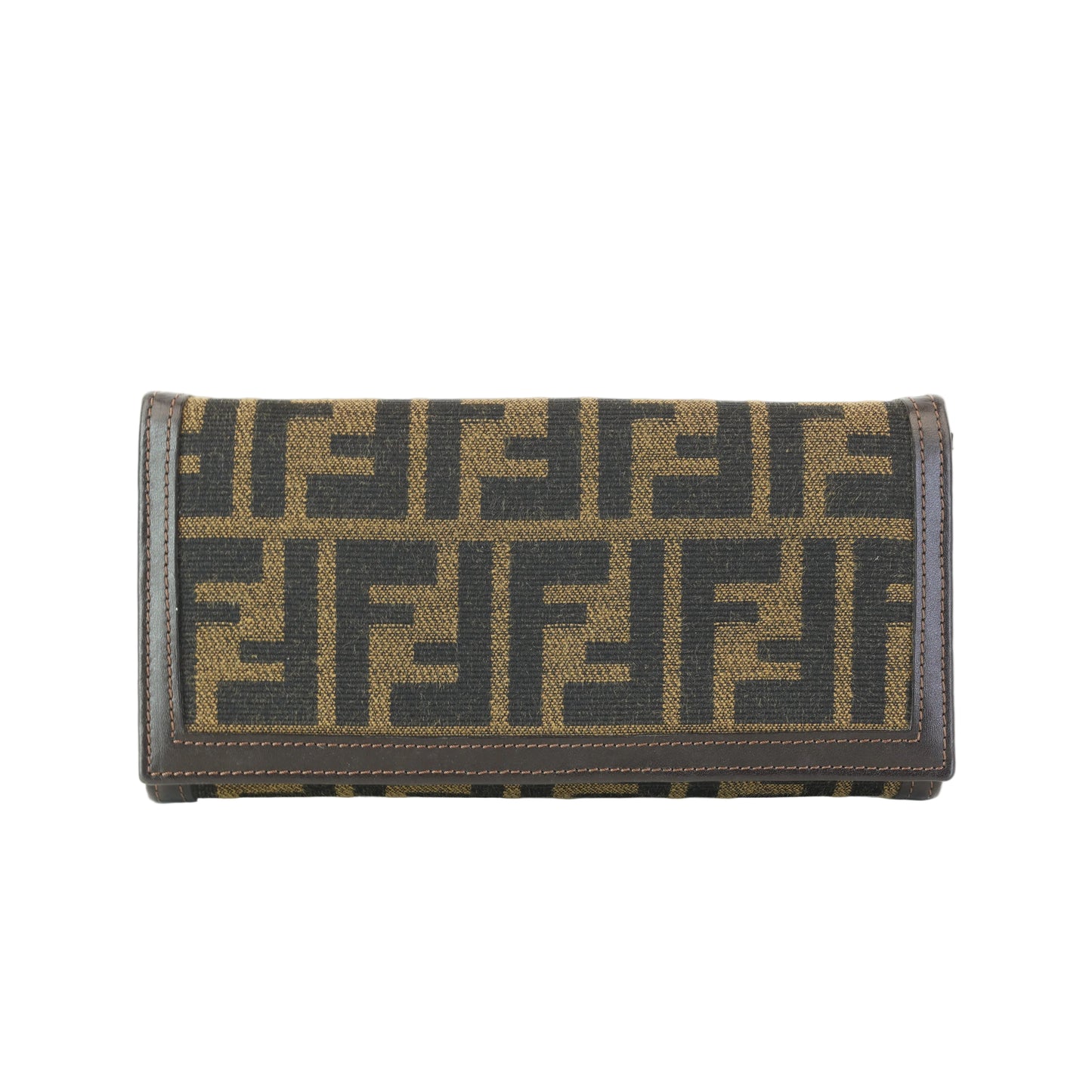 Fendi Brown Zucca Canvass and Leather Long Bifold Wallet
