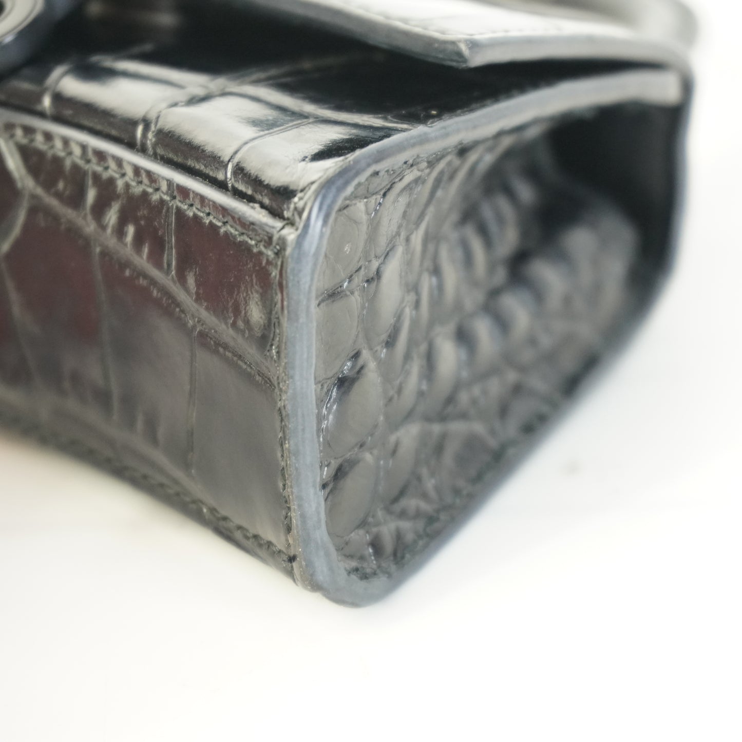 Balenciaga Hourglass Nano Croc-Embossed
