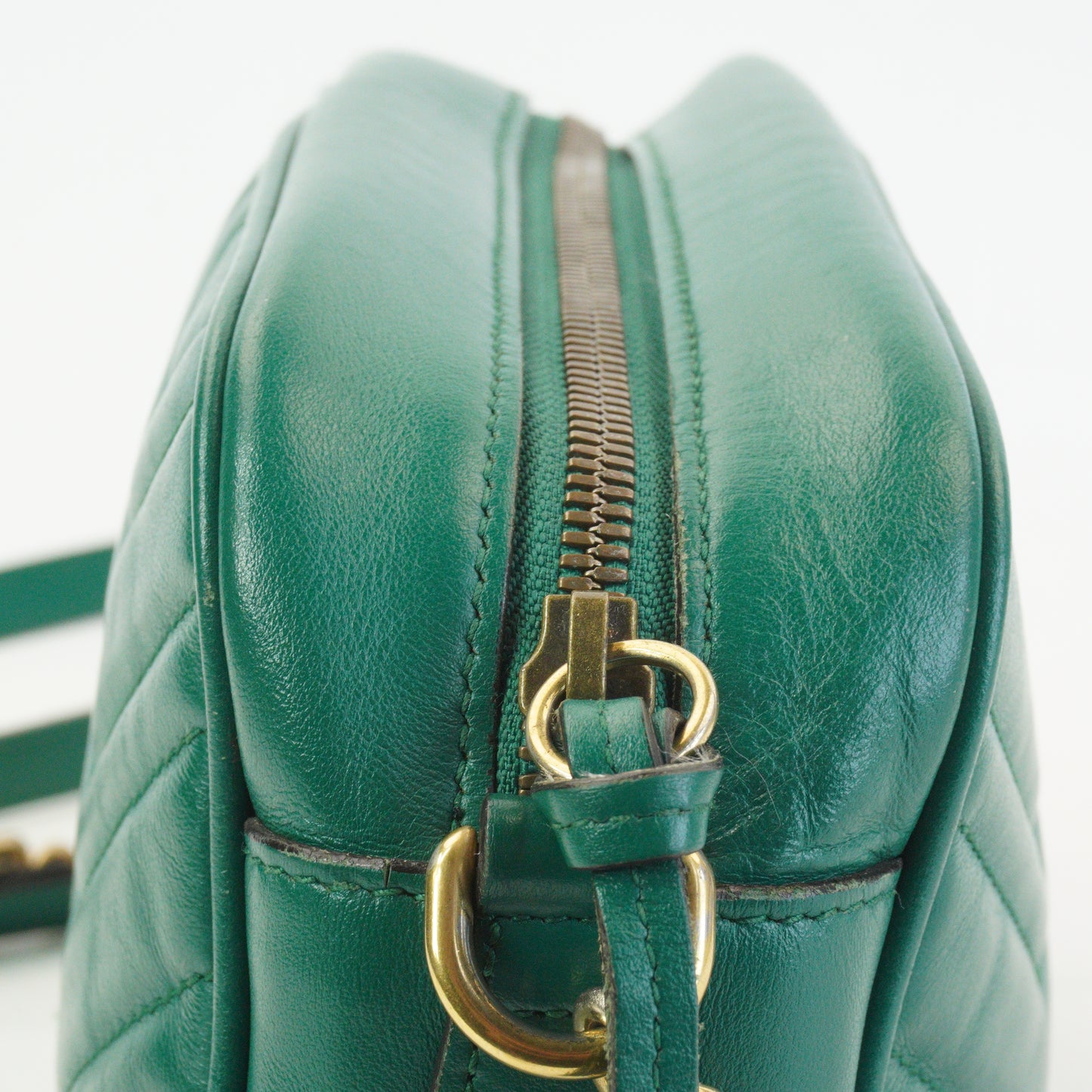 Gucci Marmont Matlasse Camera Bag Green Small GHW