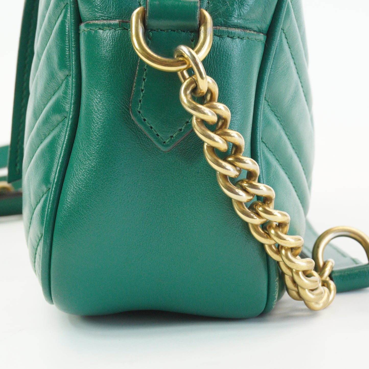 Gucci Marmont Matlasse Camera Bag Green Small GHW