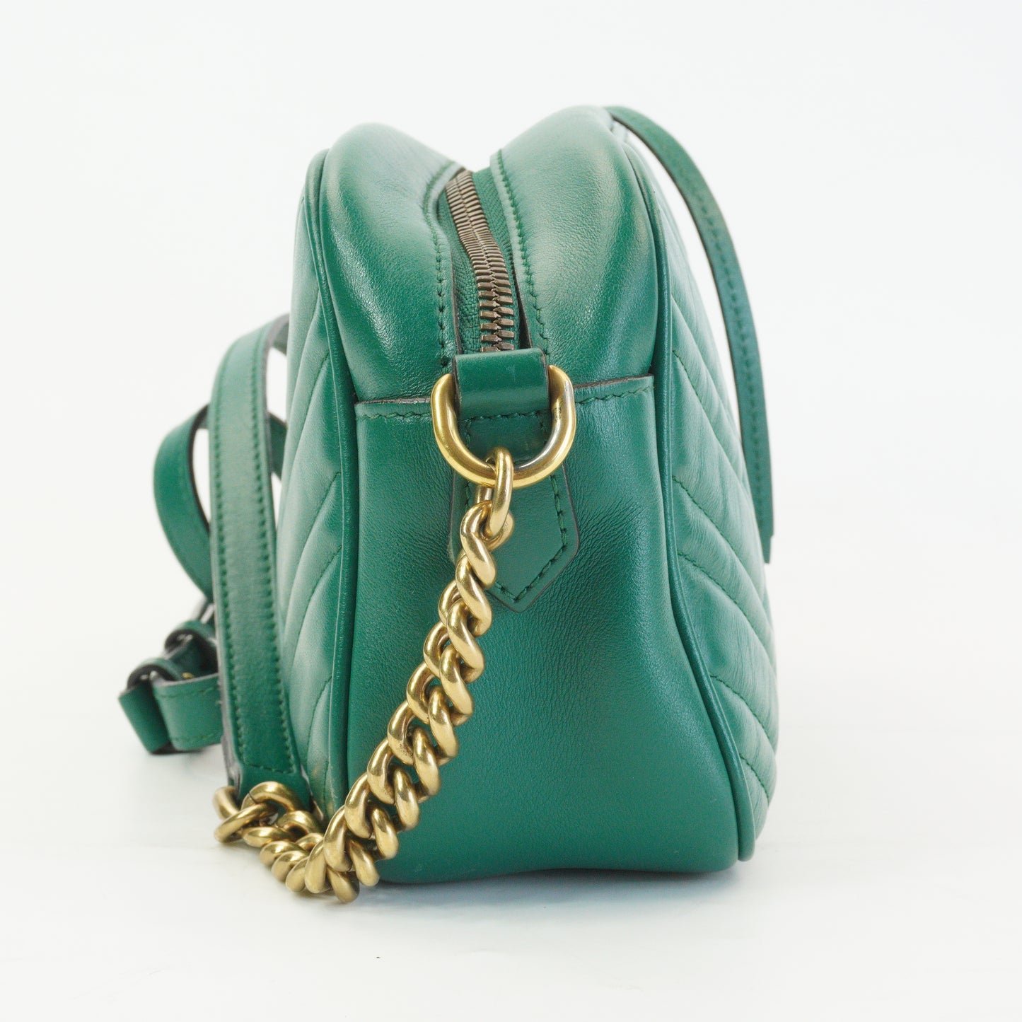 Gucci Marmont Matlasse Camera Bag Green Small GHW