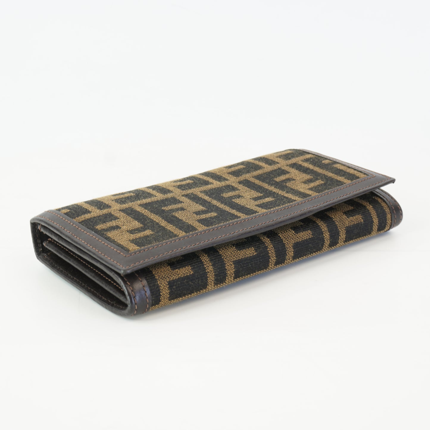 Fendi Brown Zucca Canvass and Leather Long Bifold Wallet